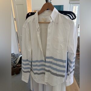 Band Of Outsiders White Shirt with Blue and Gray Stripes